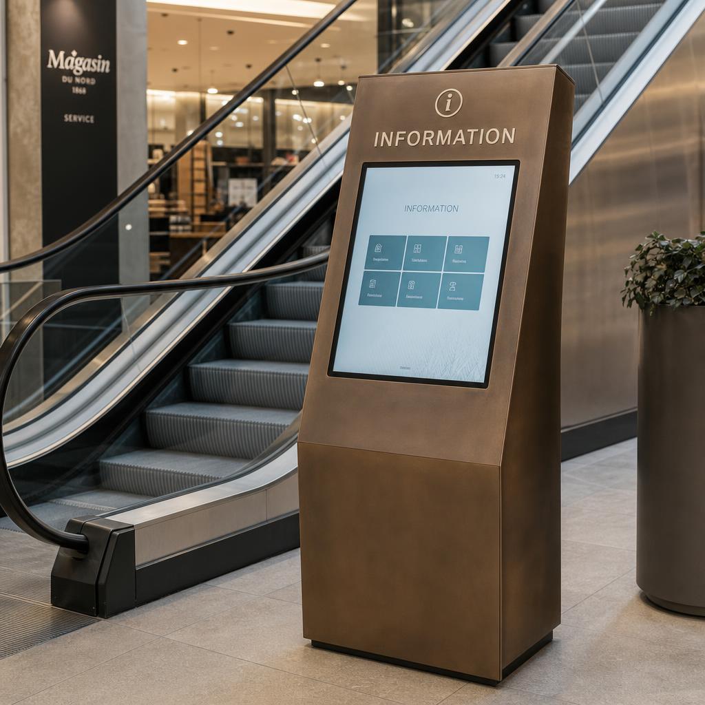 Infokiosk med touchskærm i indkøbscenter
