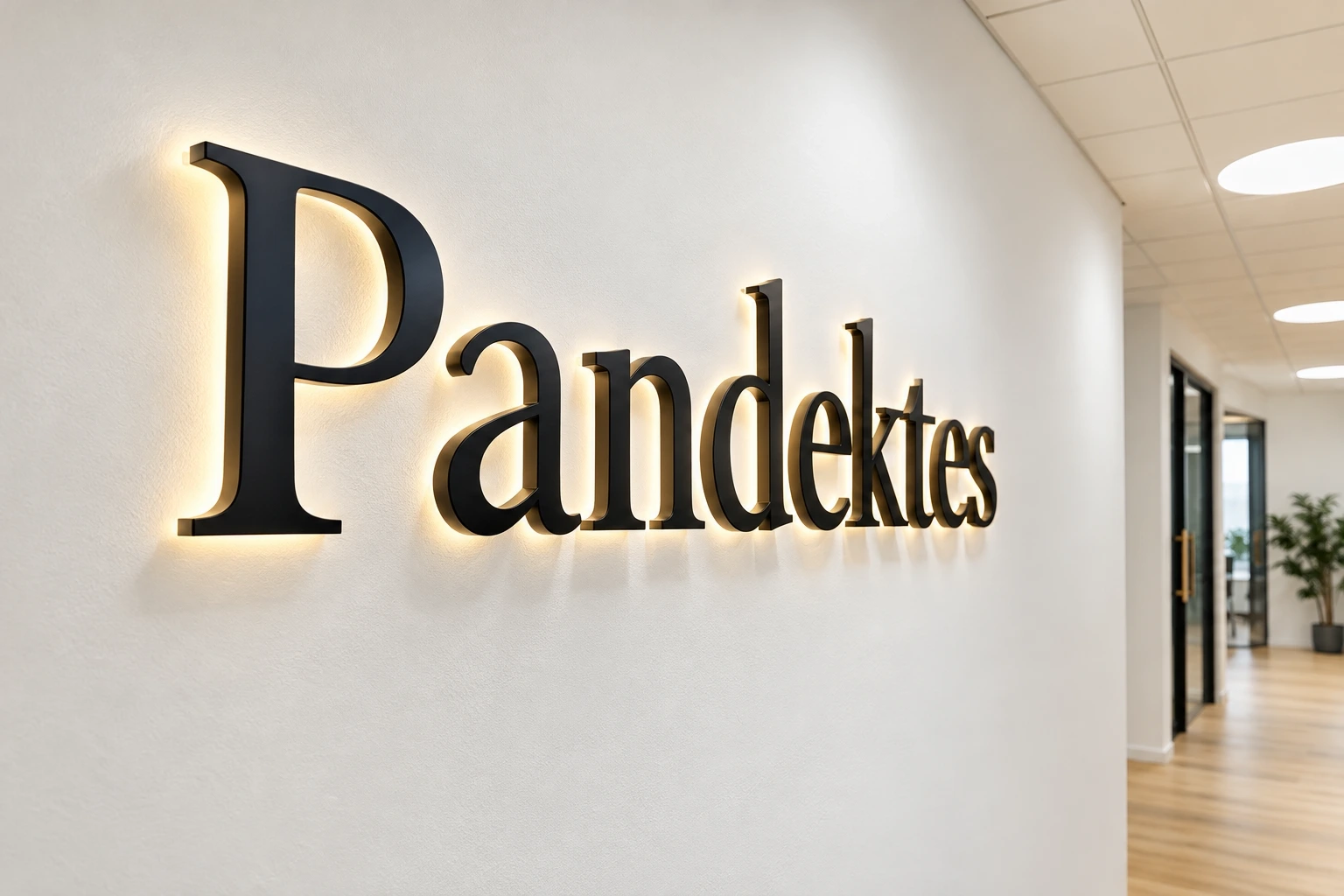 Pandektes — sorte LED-bogstaver og væggrafik — billede 1