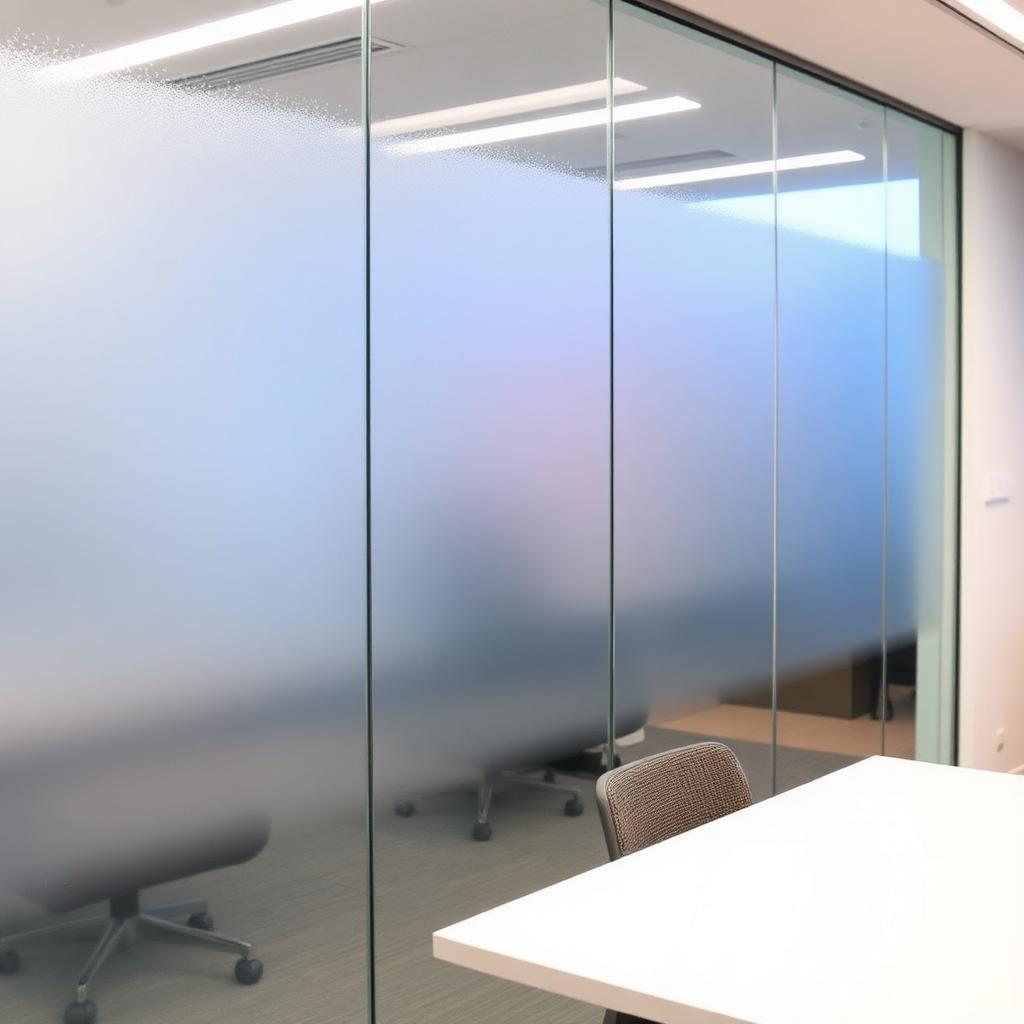 Frostet privacy-folie på kontorglas