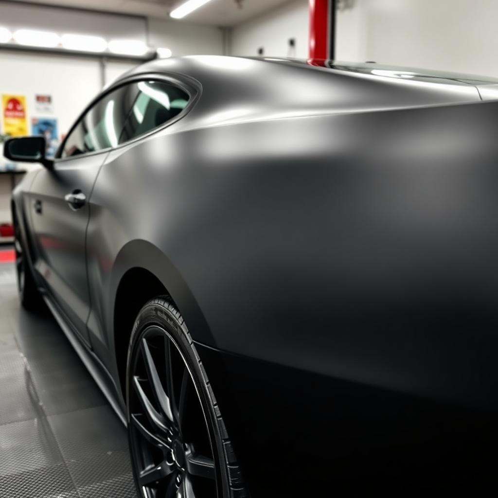Bil med matsort vinyl-wrap