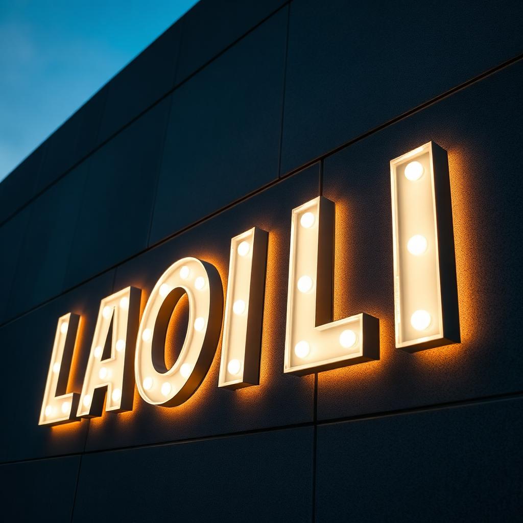 Oplyste LED-bogstaver på facade