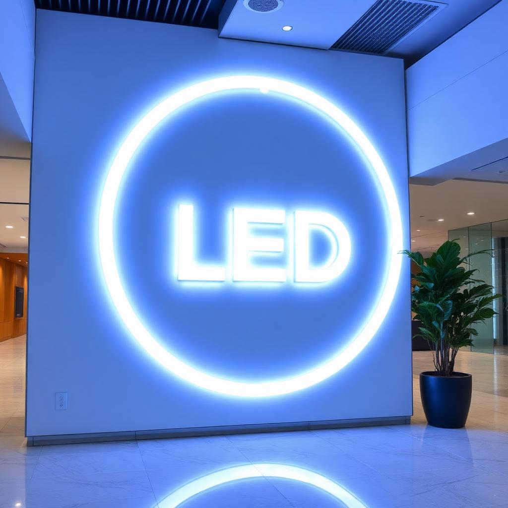 Custom LED-logo i moderne lobby