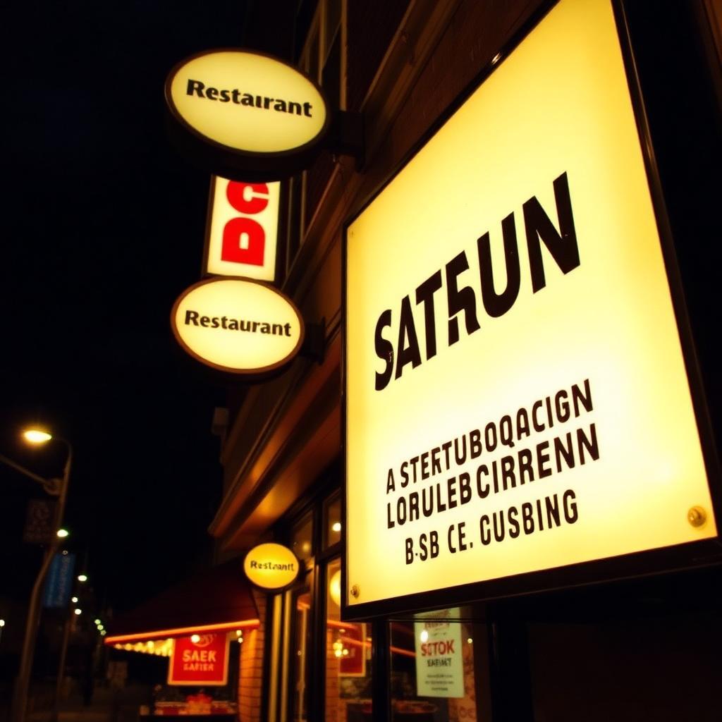 Lyskasse med folietryk ved restaurant