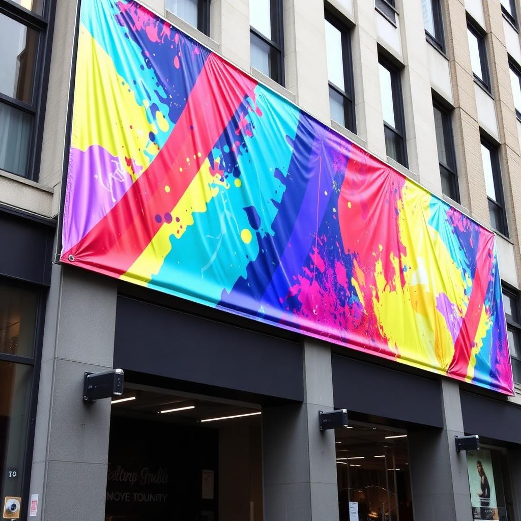 Storformat banner monteret på facade