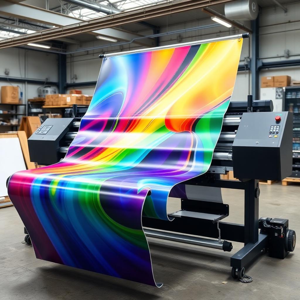 Roll-to-roll printer med farverig vinyl