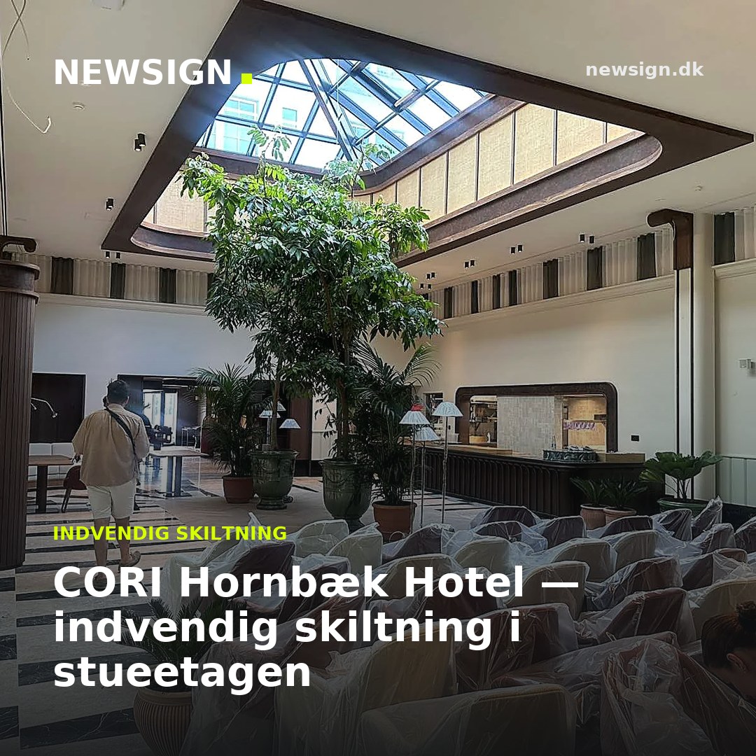 CORI Hornbæk Hotel — indvendig skiltning i stueetagen — delingsbillede til sociale medier